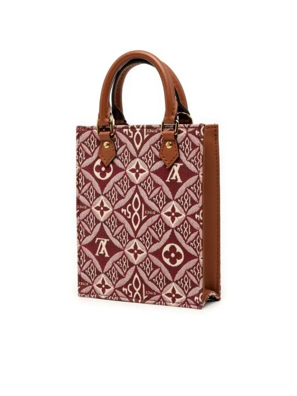 Louis Vuitton Monogram Jacquard Petite Sac Plat 2-Way Shoulder Bag Wine